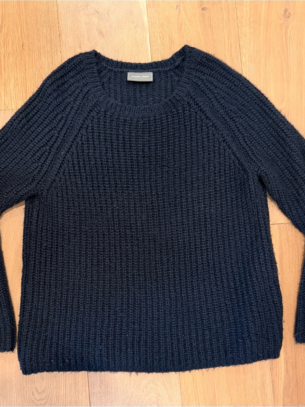 Wooden Ships Navy Ribbed Crewneck Sweater